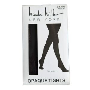 Nicole Miller One Pair Black Opaque Tights size M